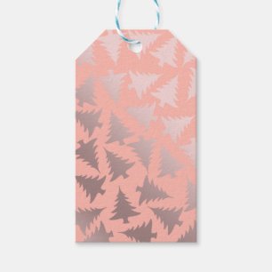 Elegante Rose Gold & Rosa Weihnachtsbaummuster Geschenkanhänger
