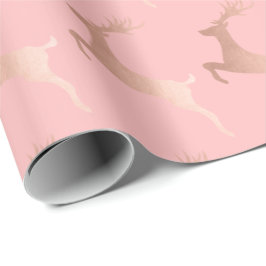 Elegante Rose Gold Rosa Weihnachtsbaummuster Geschenkpapier