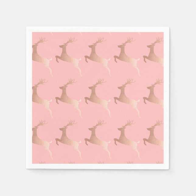 Elegante Rose Gold Rosa Weihnachtsbaummuster Serviette (Vorderseite)