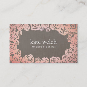 Elegante Rose Gold Rose Räume Designer Visitenkarte