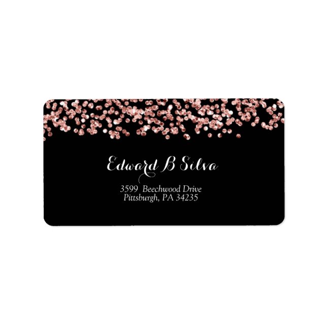 Elegante Rose Gold Rücksendeadresse Adressaufkleber (Vorne)