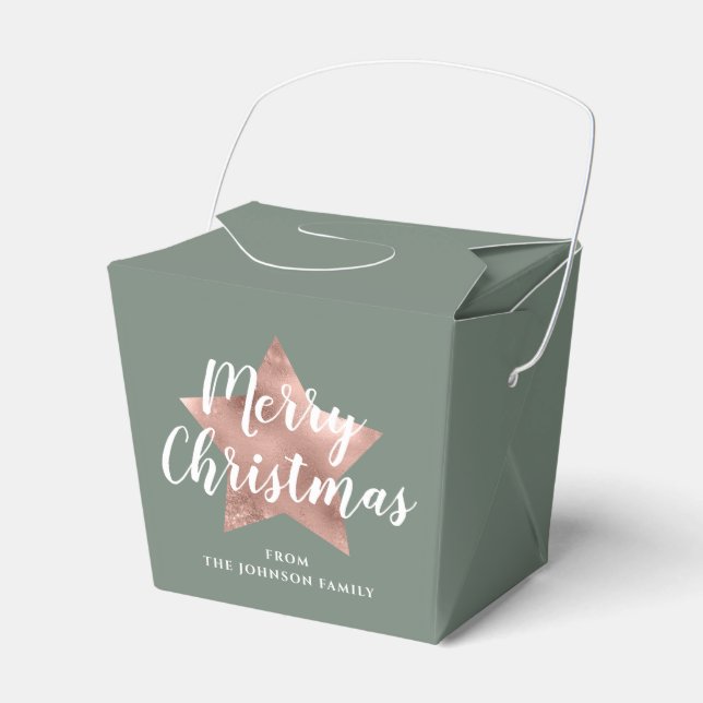 Elegante Rose Gold Sage Grün Weihnachten Geschenkschachtel (Vorderseite)