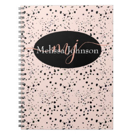 Elegante Rose-Gold-Schrift auf Black Notebook Notizblock