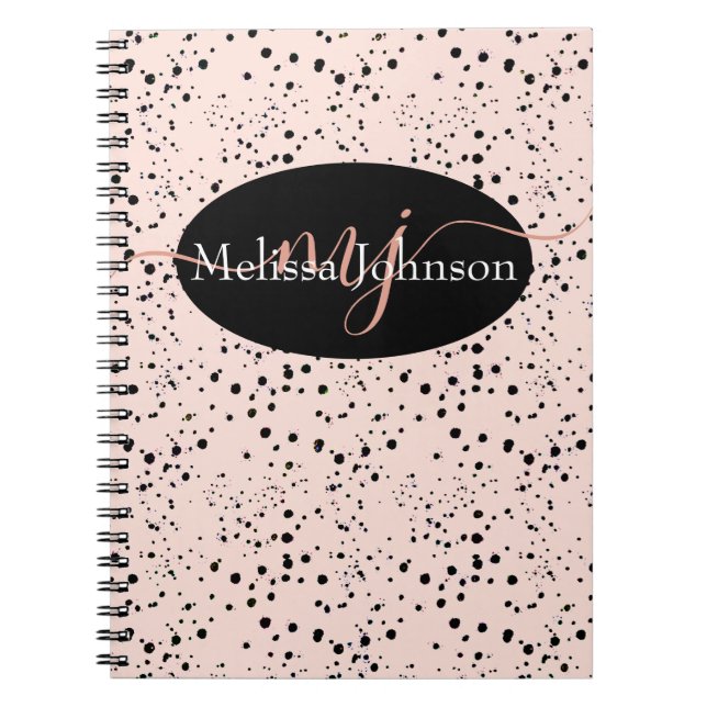 Elegante Rose-Gold-Schrift auf Black Notebook Notizblock (Vorderseite)