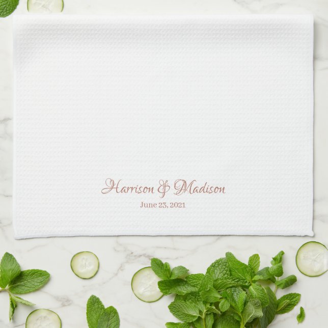 Elegante Rose Gold-Schrift-Brauch Hochzeit Geschirrtuch (Gefaltet)