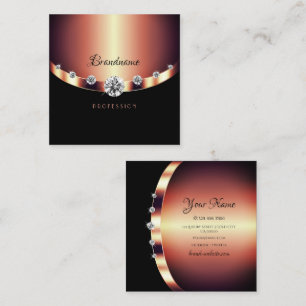 Elegante Rose Gold Schwarze Sparkling Juwelen Diam Quadratische Visitenkarte