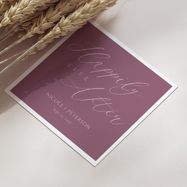 Elegante Rose Gold Script Mauve Wedding Napkins Serviette (Personalized Elegant Rose Gold Script Mauve Wedding Napkins)