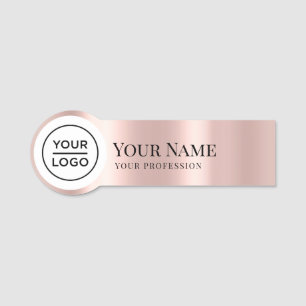 Elegante Rose Gold-Shaped Employee Button Logo