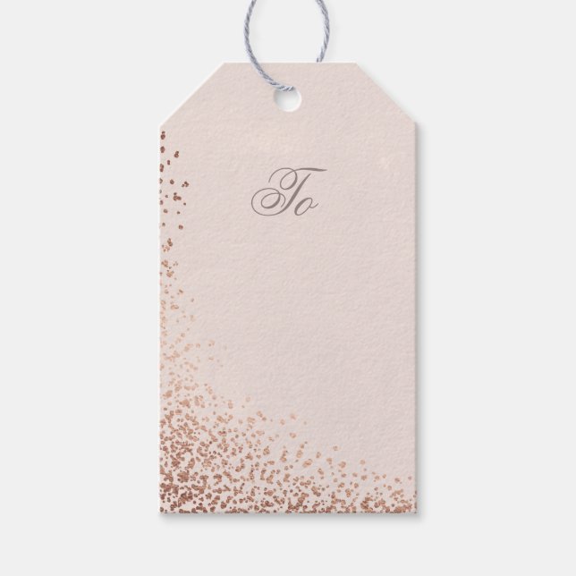 Elegante Rose Gold Shimmer Geschenkanhänger (Vorderseite)