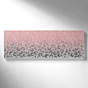 Elegante Rose Gold & Silver Glitzer Leopard Print Namenschild