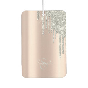 Elegante Rose Gold, Silver Glitzer Tropfen Autolufterfrischer