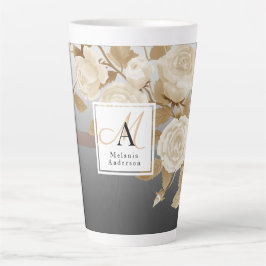 Elegante Rose Gold Silver Monogram Milchtasse