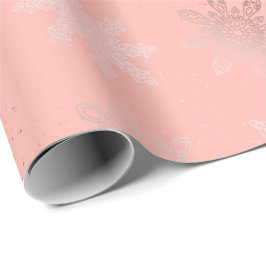 Elegante Rose Gold Snowflake Weihnachtsmuster Geschenkpapier