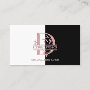 Elegante Rose Gold Split Custom Monogram Letter D Visitenkarte