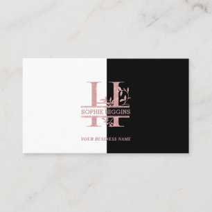 Elegante Rose Gold Split Custom Monogram Letter H Visitenkarte