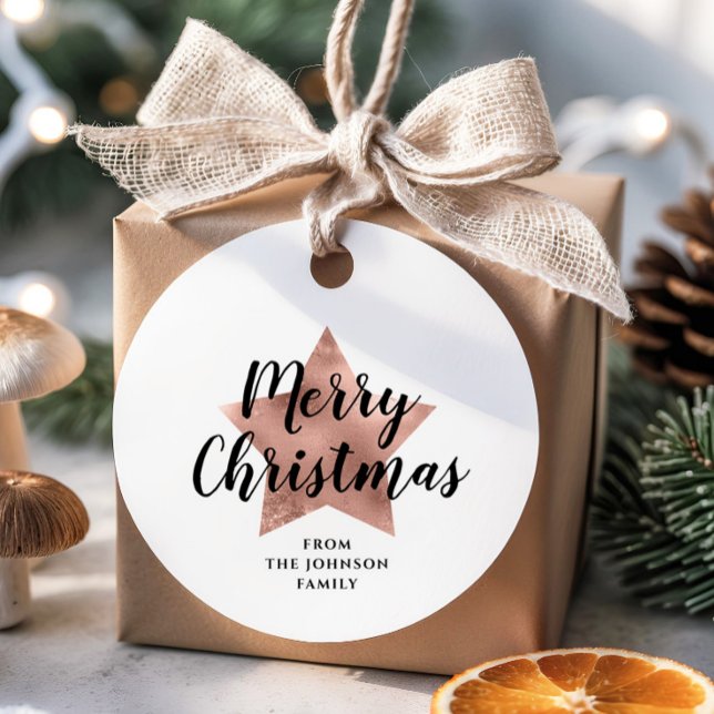 Elegante Rose Gold Star Weihnachten Geschenkanhänger (Elegant Rose Gold Star Christmas Favor Tags)