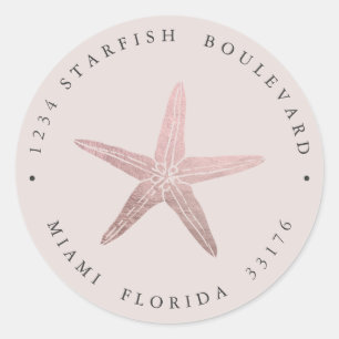Elegante ROSE GOLD Starfish Rücksendeadresse Runder Aufkleber