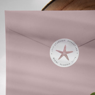 Elegante ROSE GOLD Starfish Rücksendeadresse Runder Aufkleber