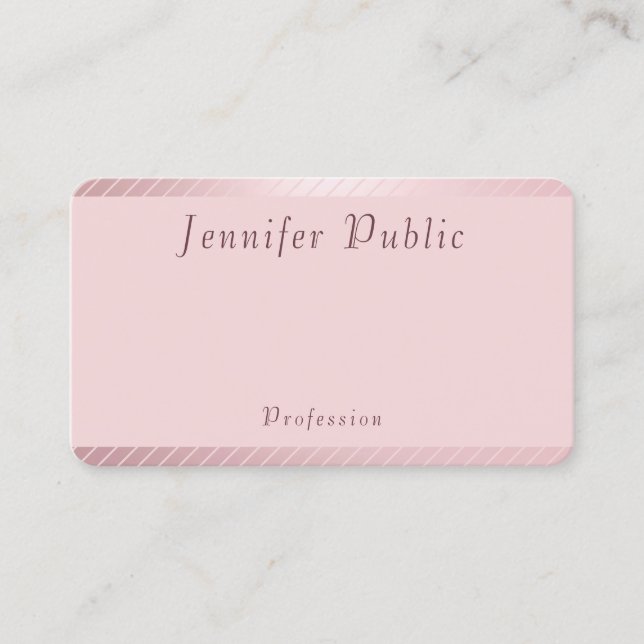 Elegante Rose Gold Template Moderne, trendig einfa Visitenkarte (Vorderseite)