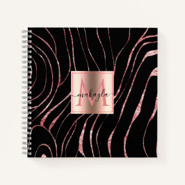 Elegante Rose Gold Tiger Streifen Schwarz Notizbuch