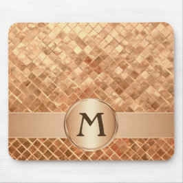 Elegante Rose Gold Tile Muster Mit Monogramm Mousepad