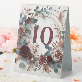 Elegante Rose Gold und Burgund Rose Blumenbeete Tischaufsteller