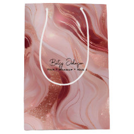 Elegante Rose Gold und Glitzer marmoriert Mittlere Geschenktüte