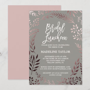 Elegante Rose Gold und Grau Bridal Luncheon Einladung