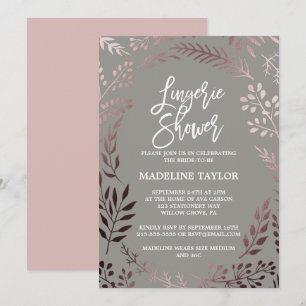 Elegante Rose Gold und Gray Lingerie Dusche Einladung