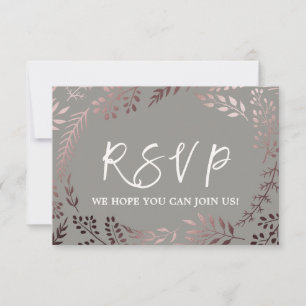 Elegante Rose Gold und Gray Menü RSVP Card