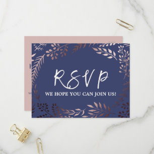 Elegante Rose Gold und Navy Song Request UAWG Einladungspostkarte