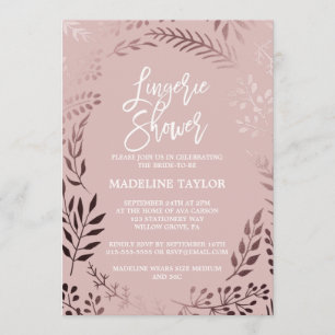 Elegante Rose Gold und Pink Lingerie Dusche Einladung