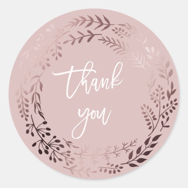 Elegante Rose Gold und Rosa Danke Gastgeschenk Hoc Runder Aufkleber (Vorderseite)