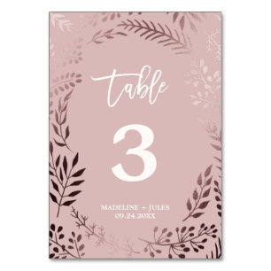 Elegante Rose Gold und Rosa Hochzeit Tischnummer