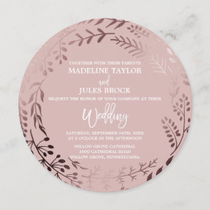 Elegante Rose Gold und Rosa Runde Hochzeit Einladung