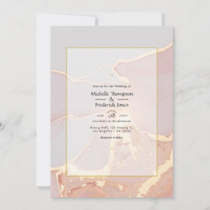 Elegante Rose Gold- und Rosé-Tinten-Alkohol-Hochze Einladung