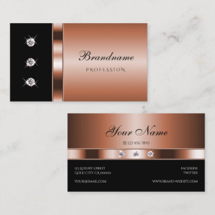 Elegante Rose Gold und Schwarz mit Imitaten Rhines Visitenkarte