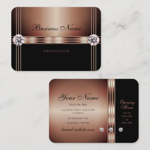 Elegante Rose Gold und schwarze Sparkling Rhinesto Visitenkarte