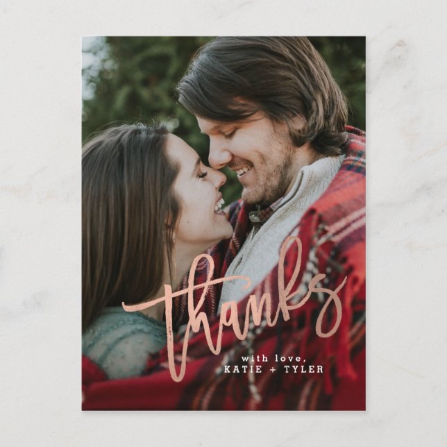 Elegante Rose Gold Vielen Dank Postkarte (Vorderseite)