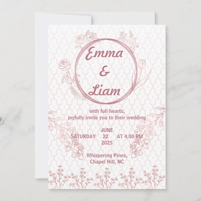 Elegante Rose Gold Wedding Einladung - Minimalisti (Vorderseite)