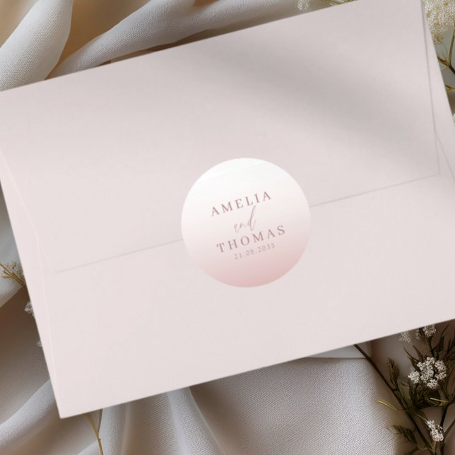 Elegante Rose Gold Wedding Monogram Runder Aufkleber (Von Creator hochgeladen)