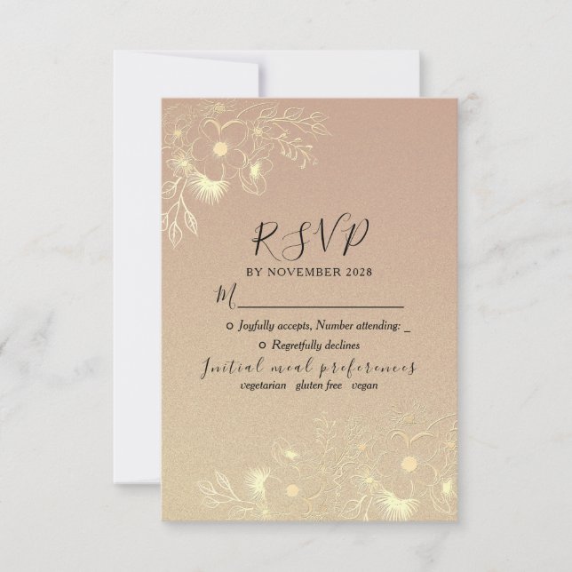 Elegante Rose Gold Wedding RSVP Karte (Vorderseite)