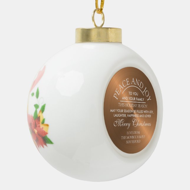 Elegante Rose Gold Weihnachten Keramik Kugel-Ornament (Links)