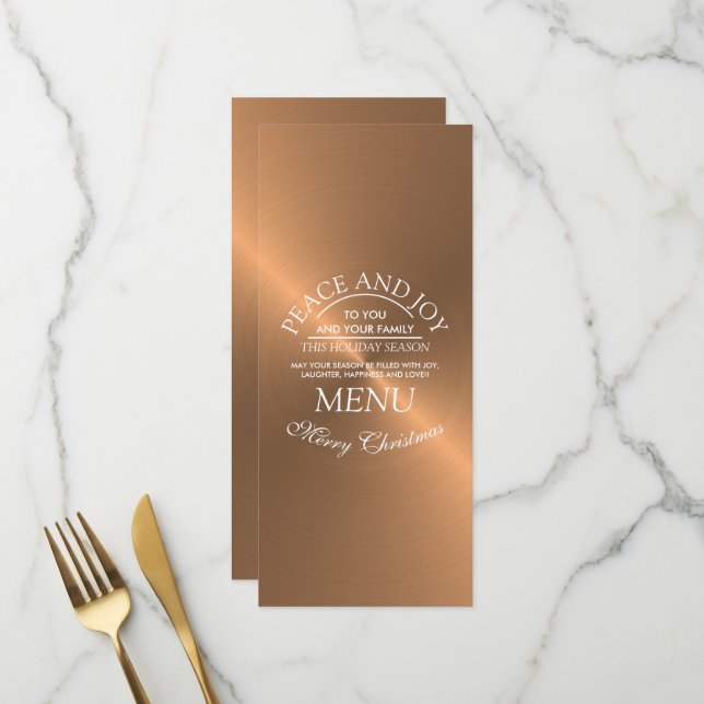 Elegante Rose Gold Weihnachten Menükarte (Vorderseite/Rückseite Beispiel)
