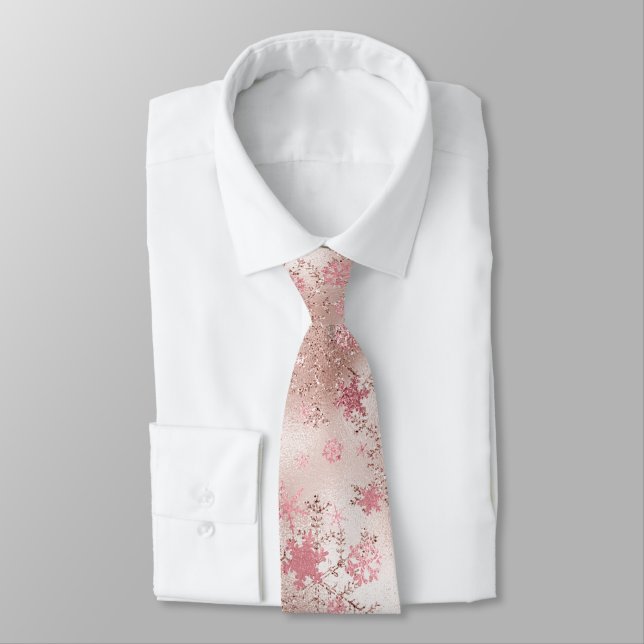 Elegante Rose Gold Weihnachten Snowflake Muster Krawatte (Gebunden)
