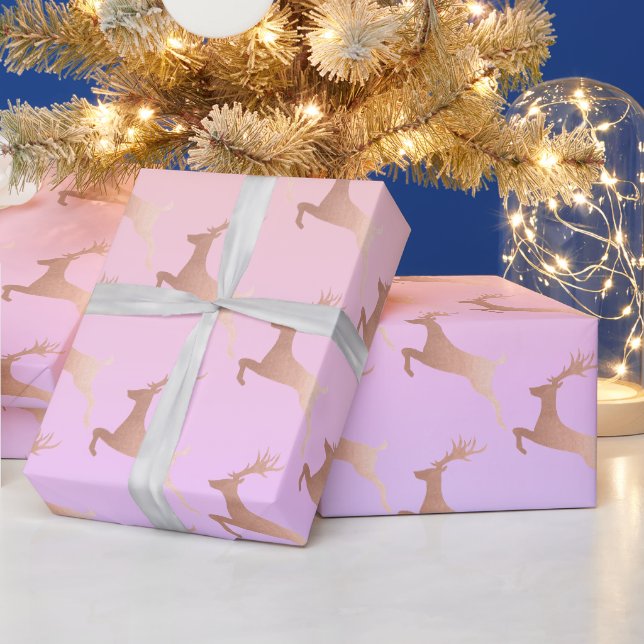 Elegante Rose Gold Weihnachtsmann-Muster Geschenkpapier (Feiertage)