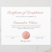 Elegante Rose Gold-Zertifikat