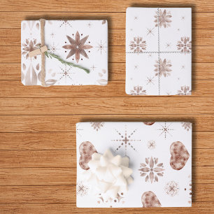 Elegante Rose Goldene Herzen & Blume auf Weiß Geschenkpapier Set