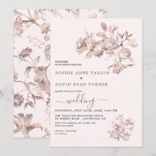 Elegante Rose Goldene Hochzeit Einladung