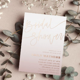Elegante Rose Goldene Kalligrafie Bridal Duwerl Folieneinladung